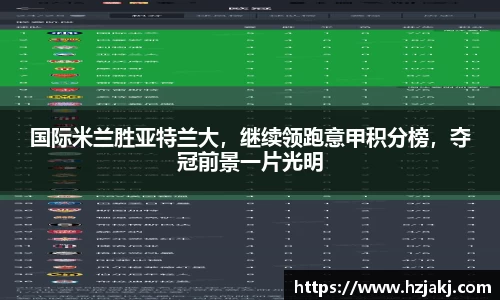 国际米兰胜亚特兰大，继续领跑意甲积分榜，夺冠前景一片光明